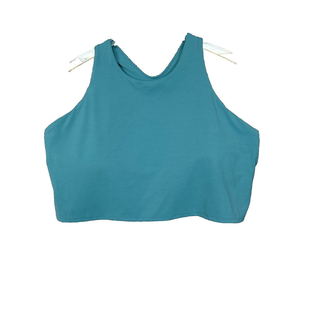 Athleta Sports Bra Womens 3XL Teal Blue Tank Top Removable Pads Nylon Stretch
